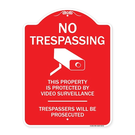 Signmission This Property Is Protected By Video Surveillance Heavy-Gauge Aluminum Sign, 24" H, RW-1824-9876 A-DES-RW-1824-9876